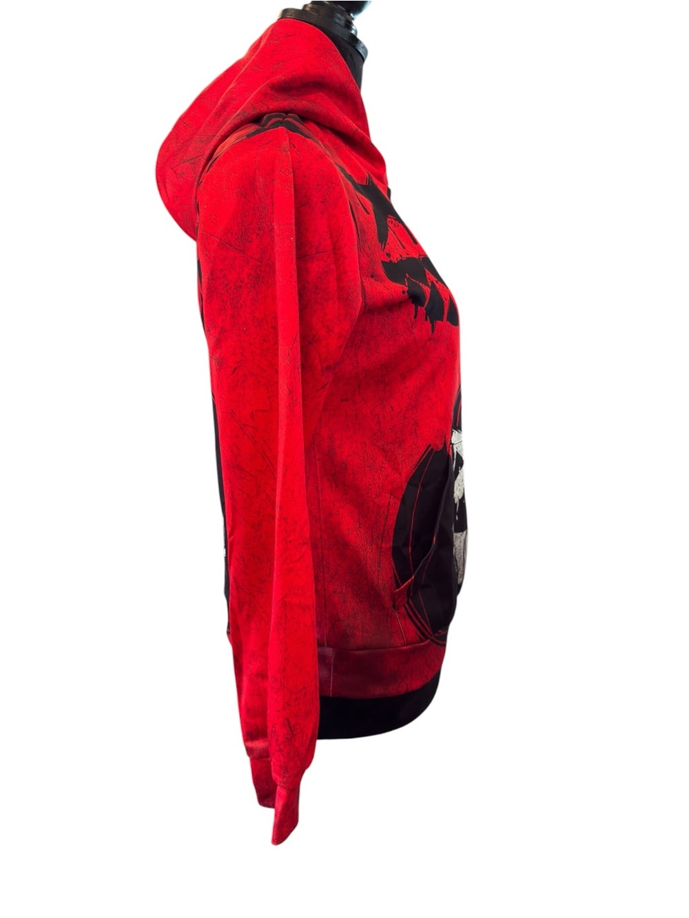Youth Large Graphic Hoodie Large Black Red Grunge Streetwear Edgy Aesthetic - Picture 8 of 10